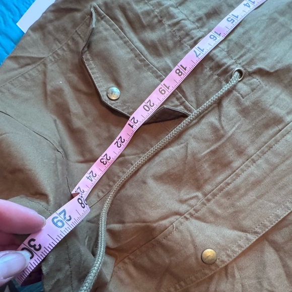 Zenana Outfitters Hooded Vest Size 3X 100% Cotton Drawstring Tan Cargo Style - Picture 9 of 13